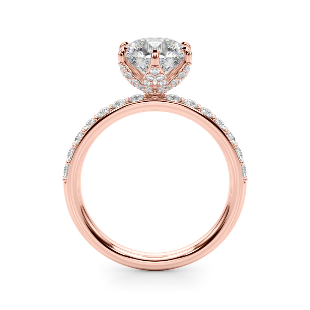 Graceful Sidestone Round Diamond Engagement Ring in 10K/14K gold and platinum with certified lab-grown or natural diamonds