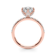 Graceful Sidestone Round Diamond Engagement Ring in 10K/14K gold and platinum with certified lab-grown or natural diamonds