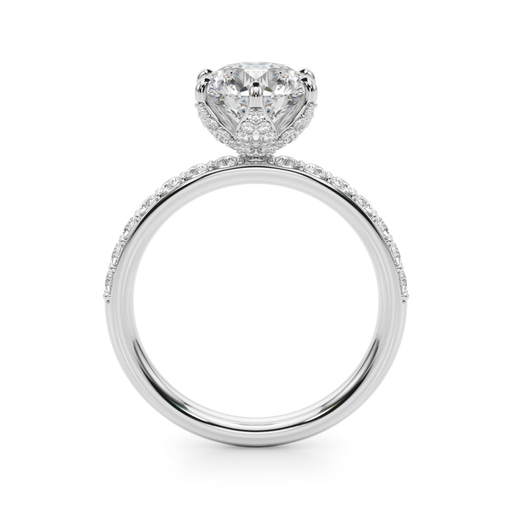 Graceful Sidestone Round Diamond Engagement Ring in 10K/14K gold and platinum with certified lab-grown or natural diamonds