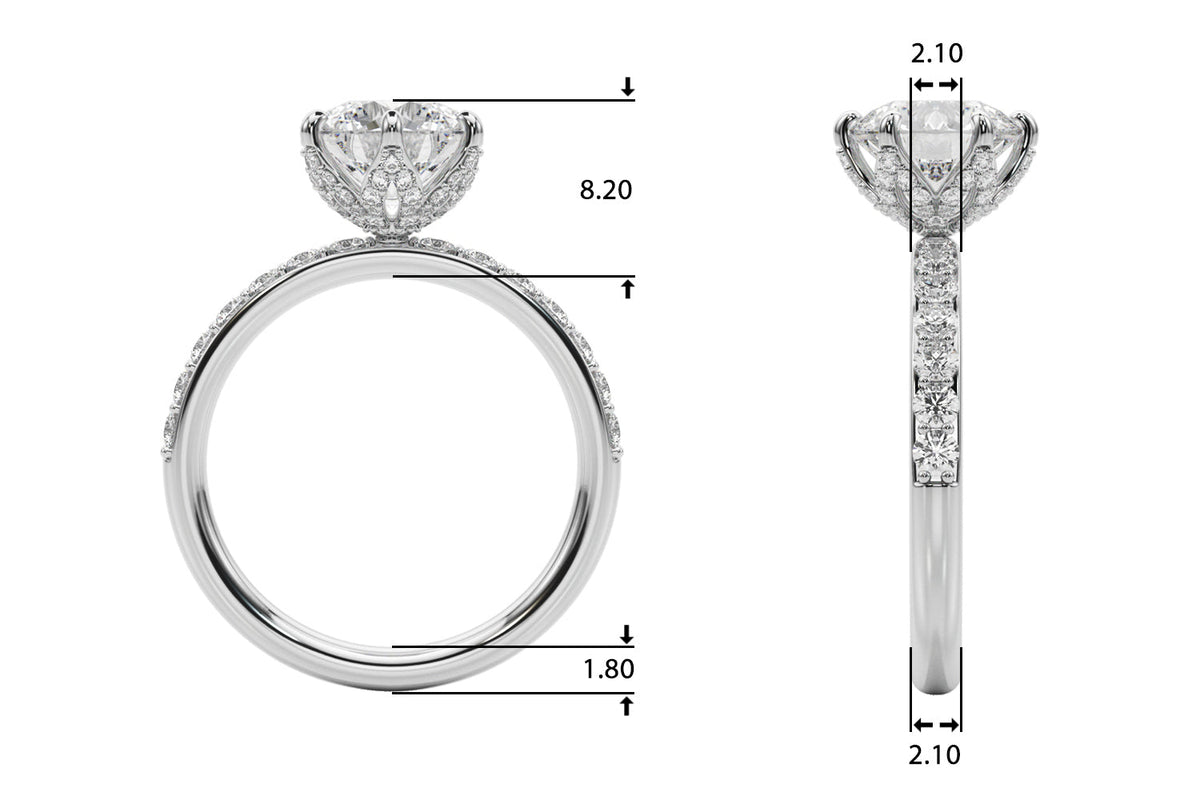 Graceful Sidestone Round Diamond Engagement Ring in 10K/14K gold and platinum with certified lab-grown or natural diamonds
