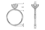 Graceful Sidestone Round Diamond Engagement Ring in 10K/14K gold and platinum with certified lab-grown or natural diamonds