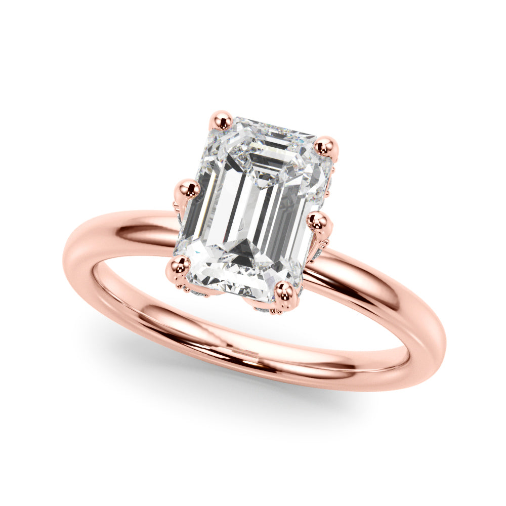Dazzling Sidestone Emerald Diamond Engagement Ring in 10K/14K gold and platinum with certified lab-grown or natural diamonds