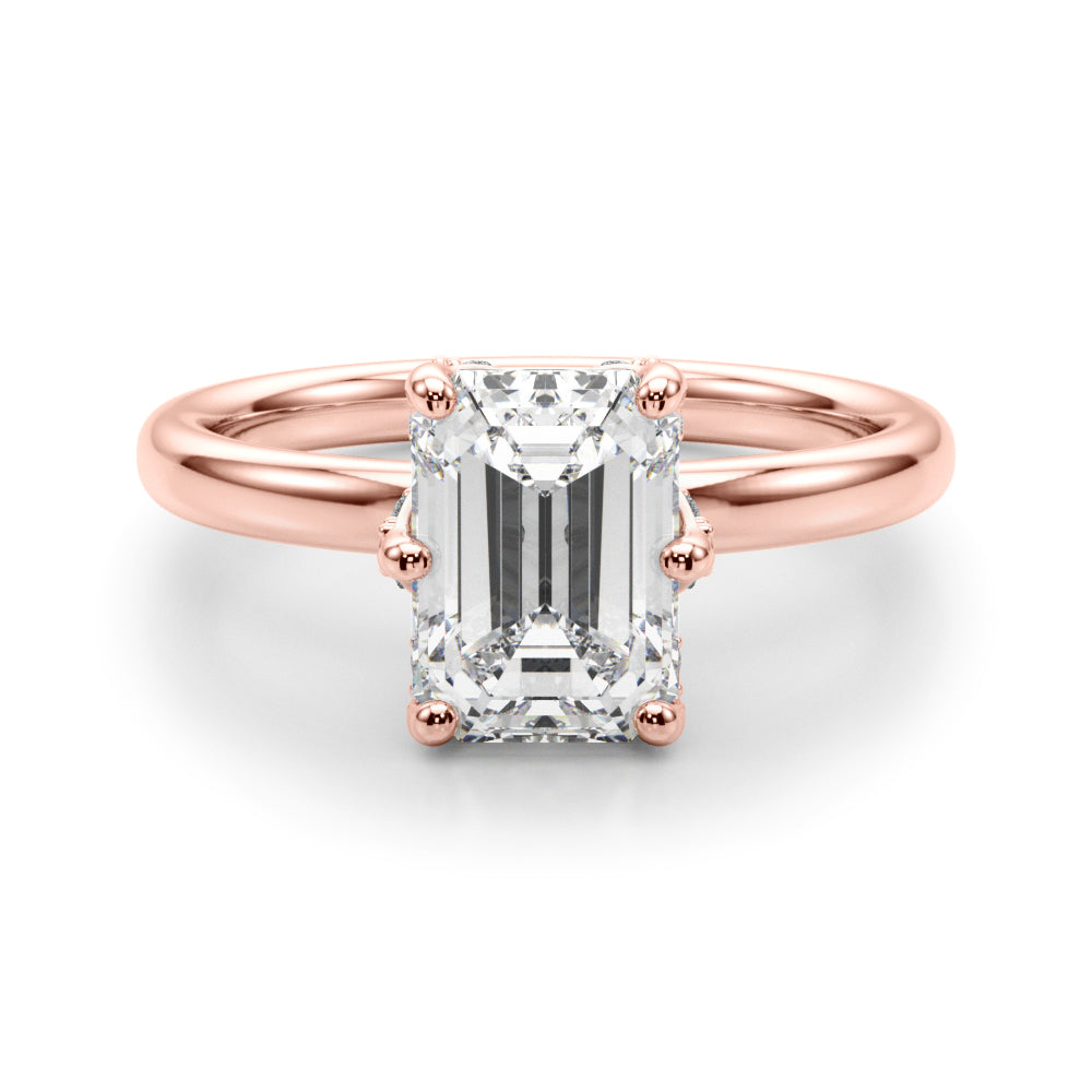 Dazzling Sidestone Emerald Diamond Engagement Ring in 10K/14K gold and platinum with certified lab-grown or natural diamonds