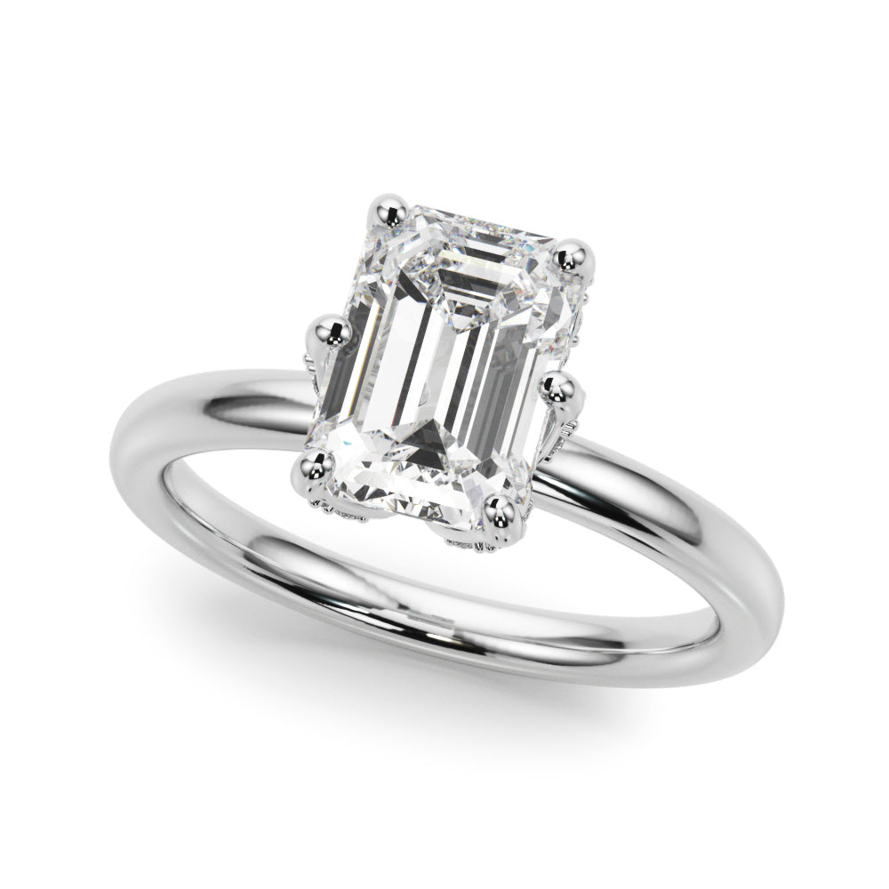Dazzling Sidestone Emerald Diamond Engagement Ring in 10K/14K gold and platinum with certified lab-grown or natural diamonds