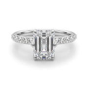 Splendid Sidestone Emerald Diamond Engagement Ring in 10K/14K gold and platinum with certified lab-grown or natural diamonds