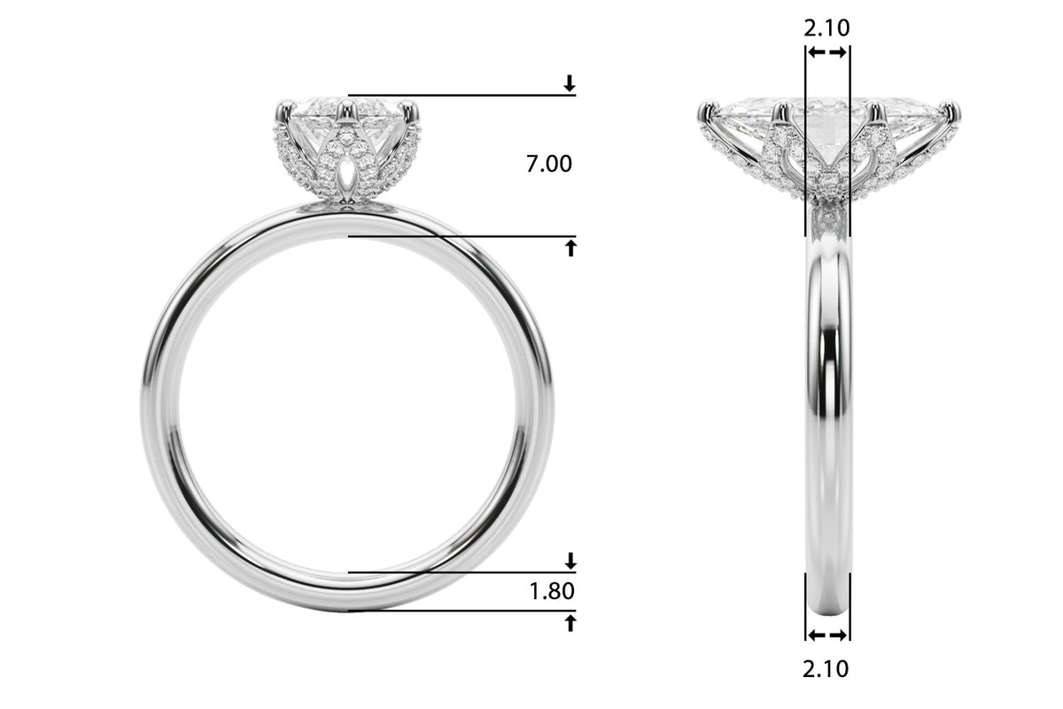 Enchanted Sidestone Marquise Diamond Engagement Ring in 10K/14K gold and platinum with certified lab-grown or natural diamonds