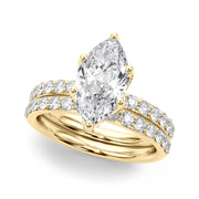 Pristine Sidestone Marquise Diamond Engagement Ring in 10K/14K gold and platinum with certified lab-grown or natural diamonds