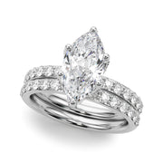 Pristine Sidestone Marquise Diamond Engagement Ring in 10K/14K gold and platinum with certified lab-grown or natural diamonds