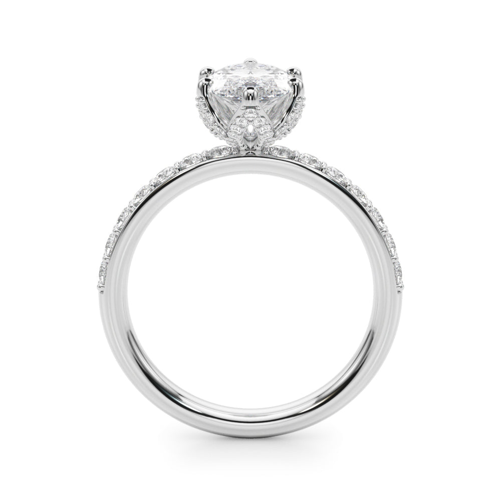 Pristine Sidestone Marquise Diamond Engagement Ring in 10K/14K gold and platinum with certified lab-grown or natural diamonds