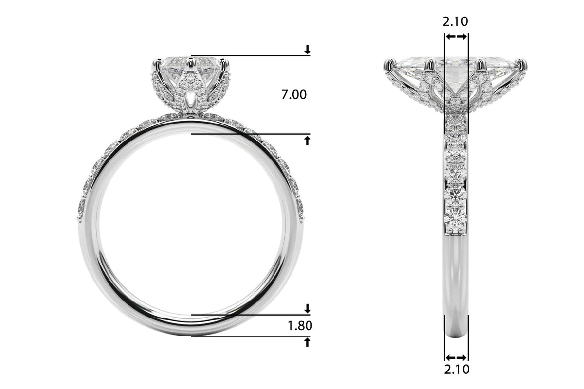 Pristine Sidestone Marquise Diamond Engagement Ring in 10K/14K gold and platinum with certified lab-grown or natural diamonds