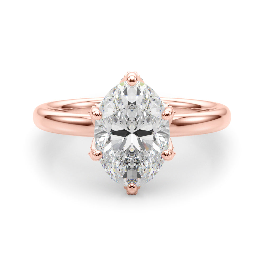 Devoted Sidestone Oval Diamond Engagement Ring in 10K/14K gold and platinum with certified lab-grown or natural diamonds