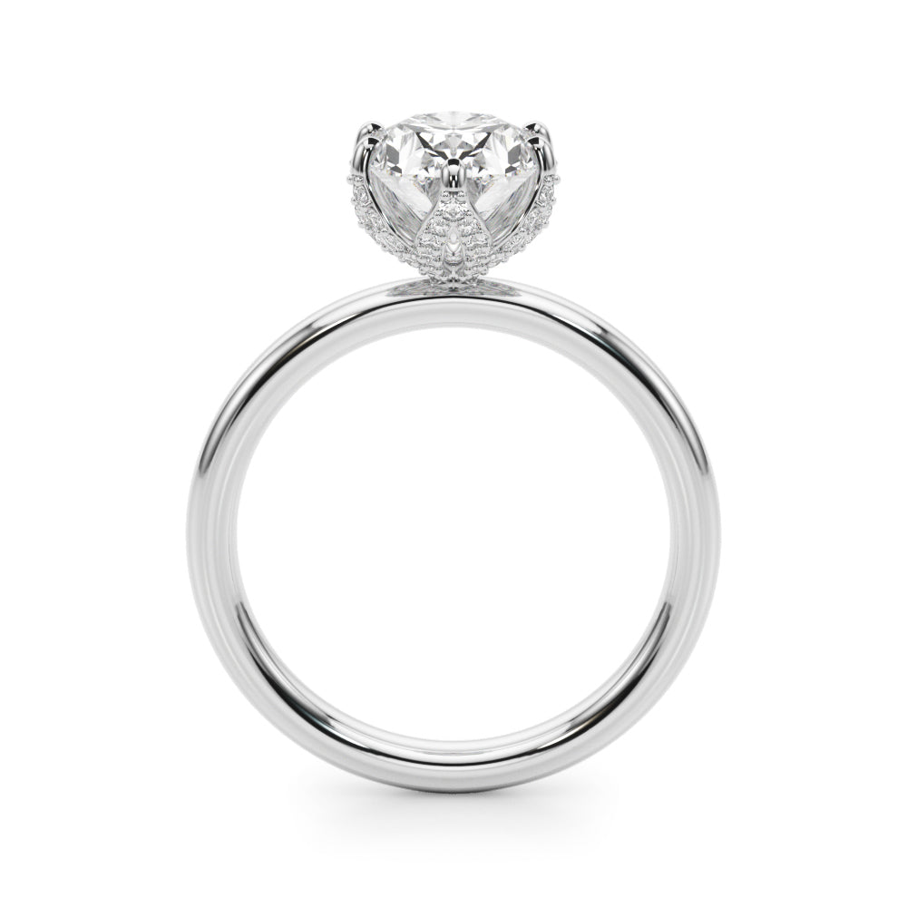 Devoted Sidestone Oval Diamond Engagement Ring in 10K/14K gold and platinum with certified lab-grown or natural diamonds