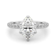 Adored Sidestone Oval Diamond Engagement Ring in 10K/14K gold and platinum with certified lab-grown or natural diamonds