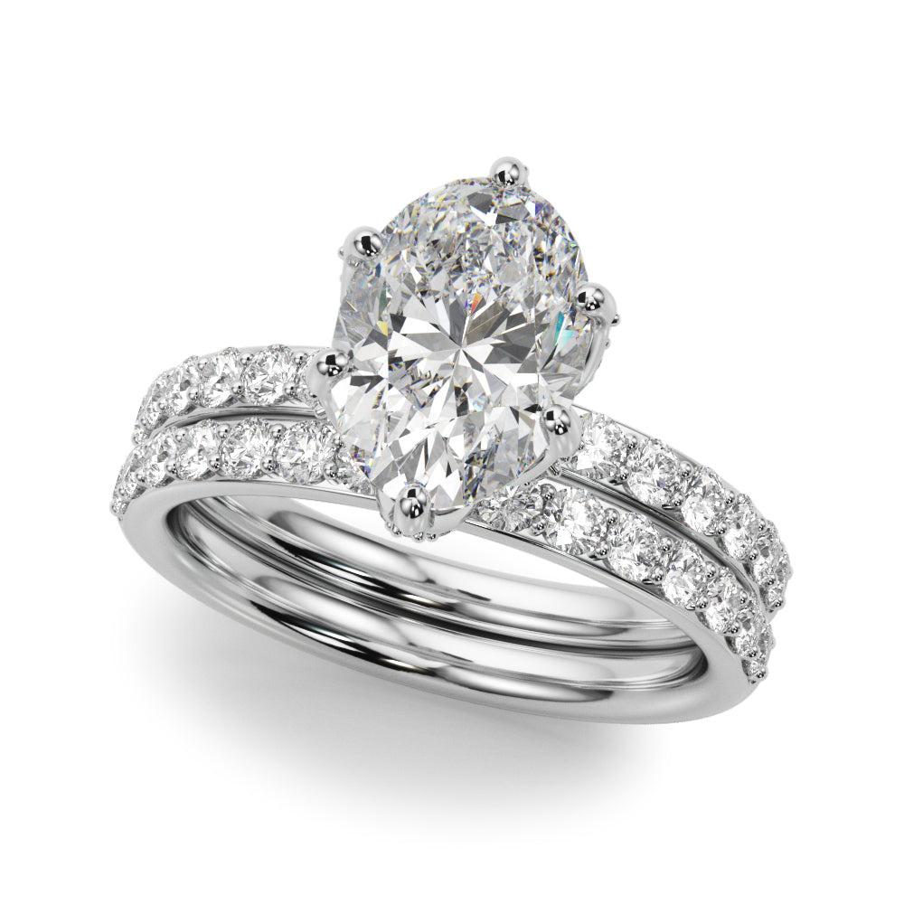 Adored Sidestone Oval Diamond Engagement Ring in 10K/14K gold and platinum with certified lab-grown or natural diamonds