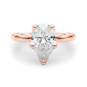 Resplendent Sidestone Pear Diamond Engagement Ring in 10K/14K gold and platinum with certified lab-grown or natural diamonds