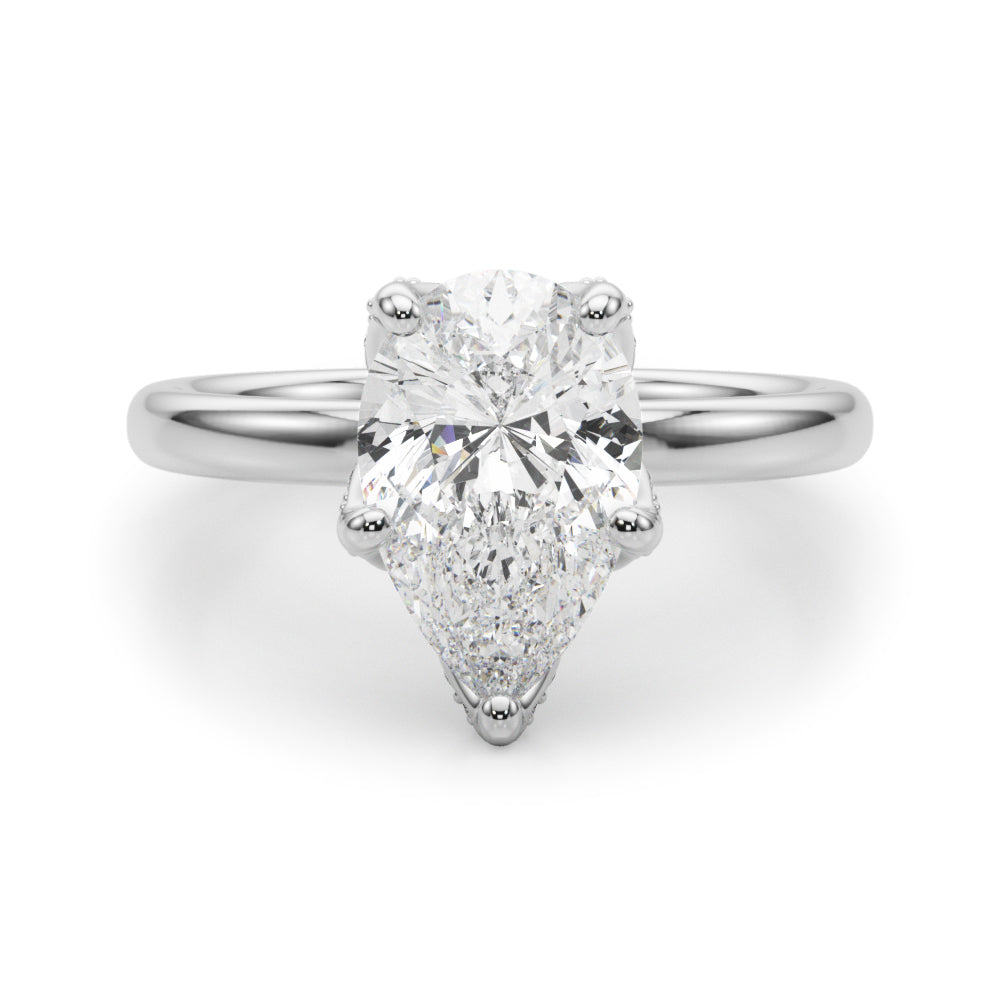 Resplendent Sidestone Pear Diamond Engagement Ring in 10K/14K gold and platinum with certified lab-grown or natural diamonds