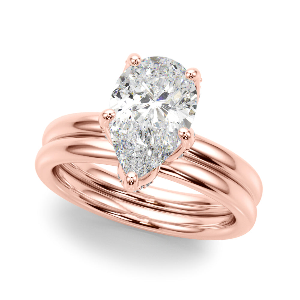 Resplendent Sidestone Pear Diamond Engagement Ring in 10K/14K gold and platinum with certified lab-grown or natural diamonds