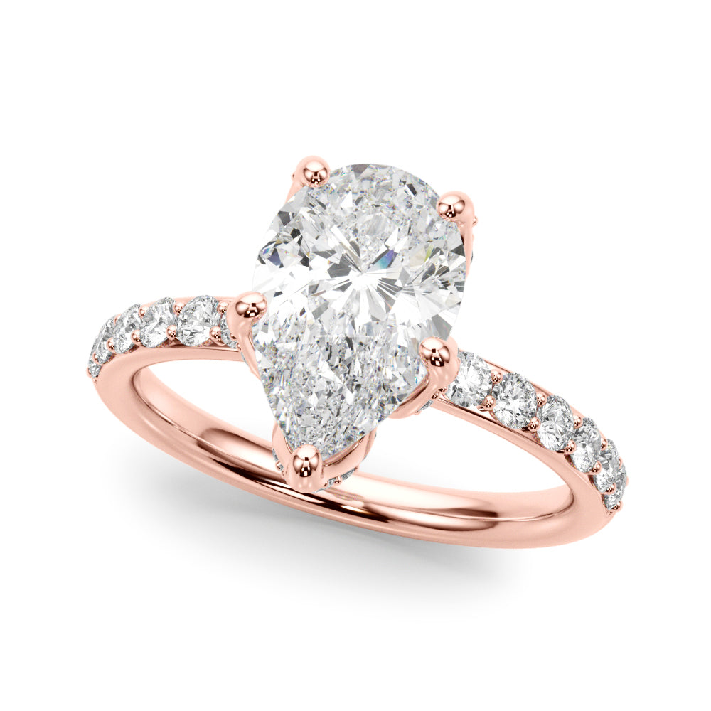 Cherished Sidestone Pear Diamond Engagement Ring in 10K/14K gold and platinum with certified lab-grown or natural diamonds