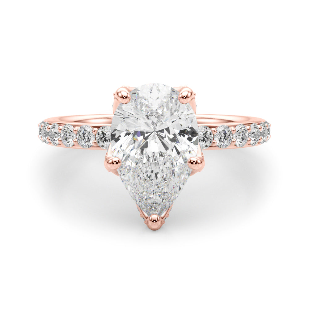 Cherished Sidestone Pear Diamond Engagement Ring in 10K/14K gold and platinum with certified lab-grown or natural diamonds