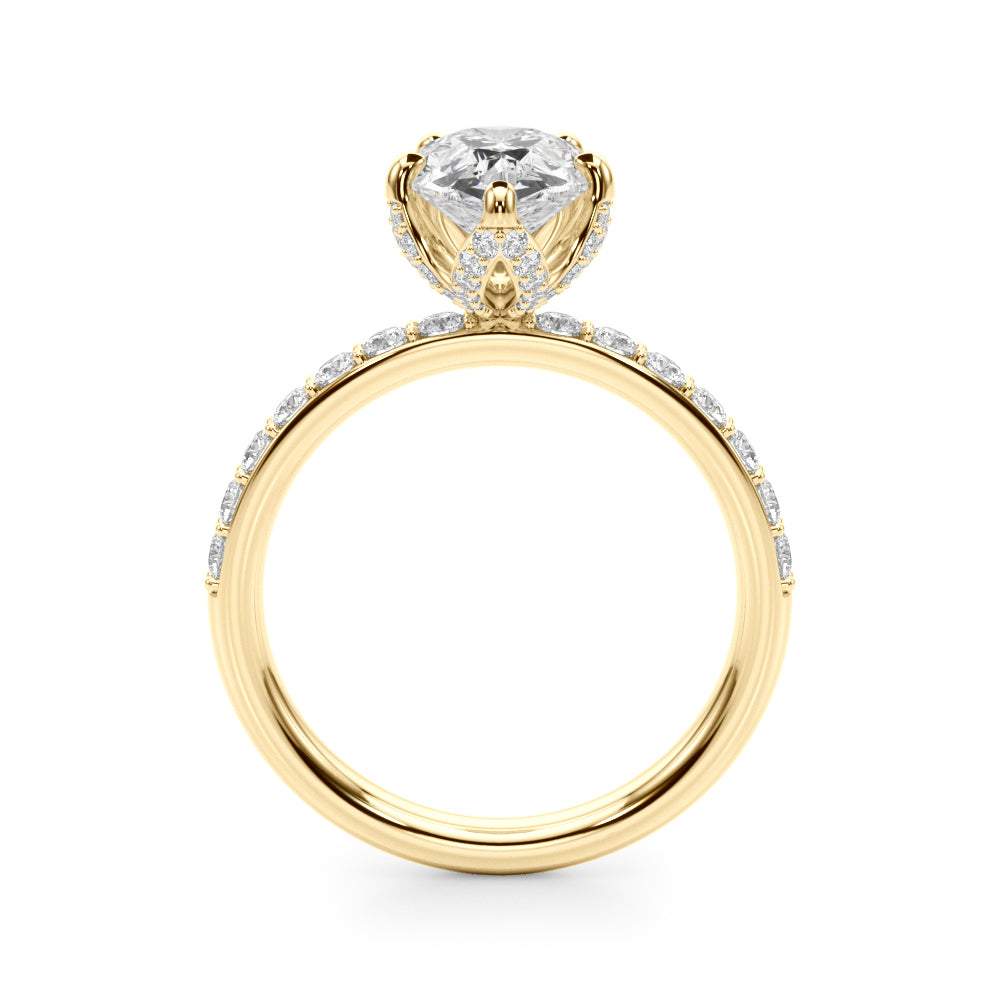 Cherished Sidestone Pear Diamond Engagement Ring in 10K/14K gold and platinum with certified lab-grown or natural diamonds