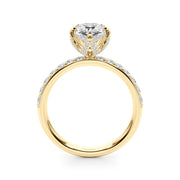Cherished Sidestone Pear Diamond Engagement Ring in 10K/14K gold and platinum with certified lab-grown or natural diamonds