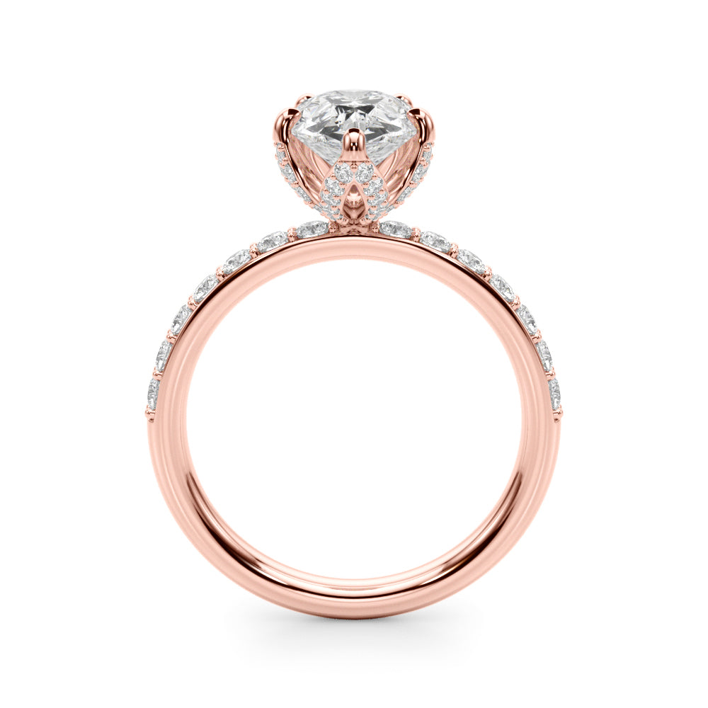 Cherished Sidestone Pear Diamond Engagement Ring in 10K/14K gold and platinum with certified lab-grown or natural diamonds