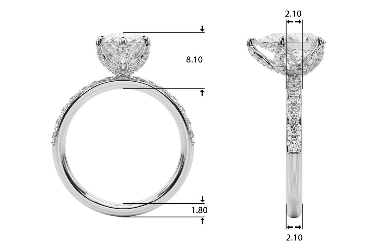 Cherished Sidestone Pear Diamond Engagement Ring in 10K/14K gold and platinum with certified lab-grown or natural diamonds