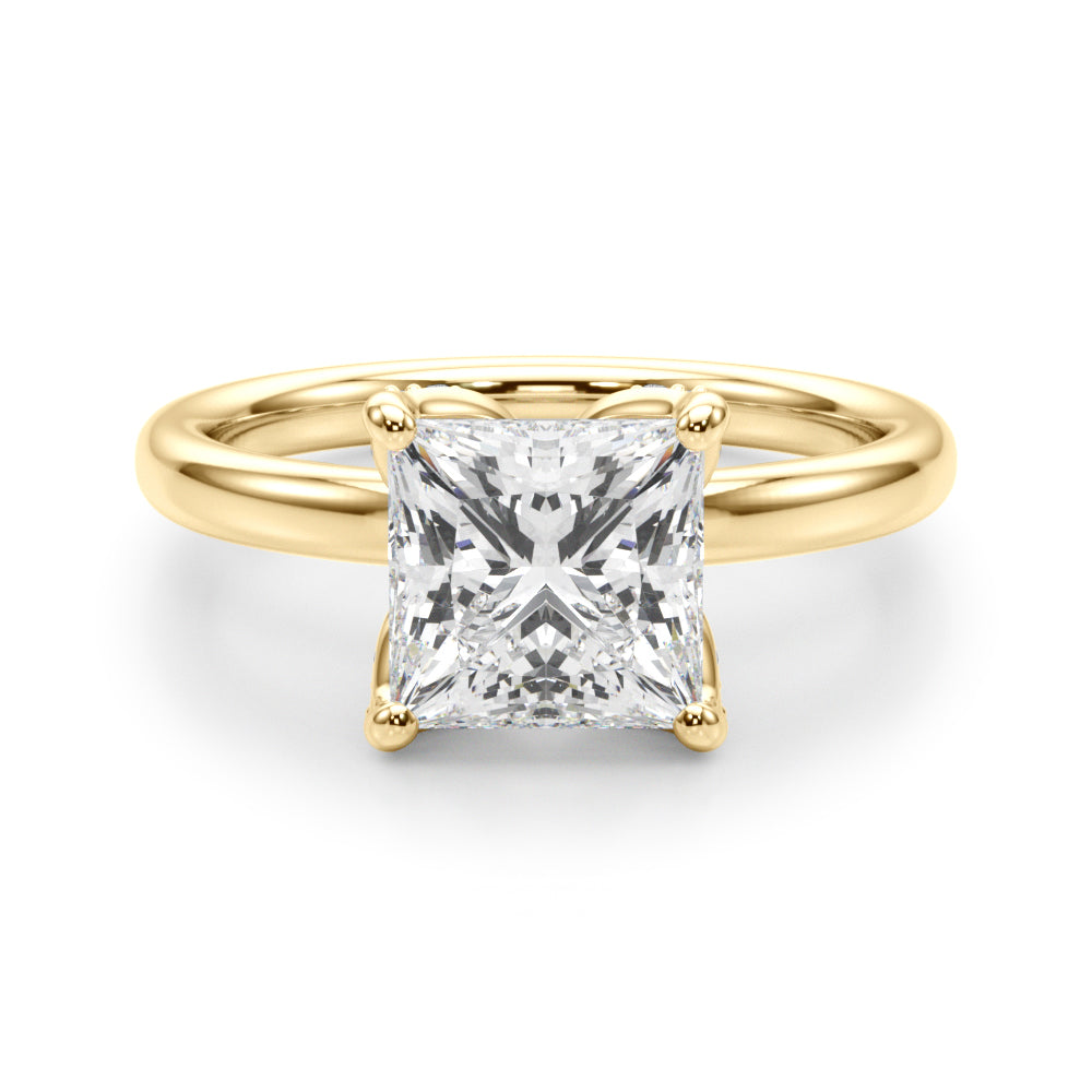 Noble Sidestone Princess Diamond Engagement Ring in 10K/14K gold and platinum with certified lab-grown or natural diamonds