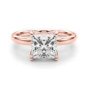 Noble Sidestone Princess Diamond Engagement Ring in 10K/14K gold and platinum with certified lab-grown or natural diamonds