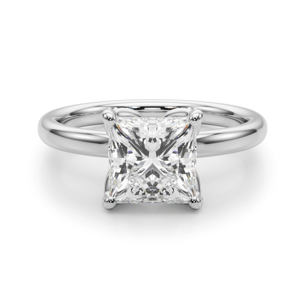 Noble Sidestone Princess Diamond Engagement Ring in 10K/14K gold and platinum with certified lab-grown or natural diamonds