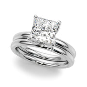Noble Sidestone Princess Diamond Engagement Ring in 10K/14K gold and platinum with certified lab-grown or natural diamonds