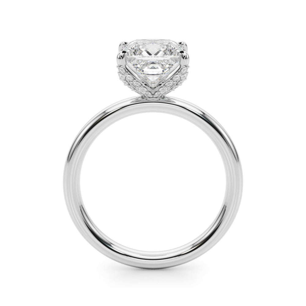 Noble Sidestone Princess Diamond Engagement Ring in 10K/14K gold and platinum with certified lab-grown or natural diamonds