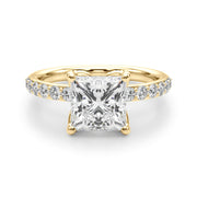 Classic Sidestone Princess Diamond Engagement Ring in 10K/14K gold and platinum with certified lab-grown or natural diamonds