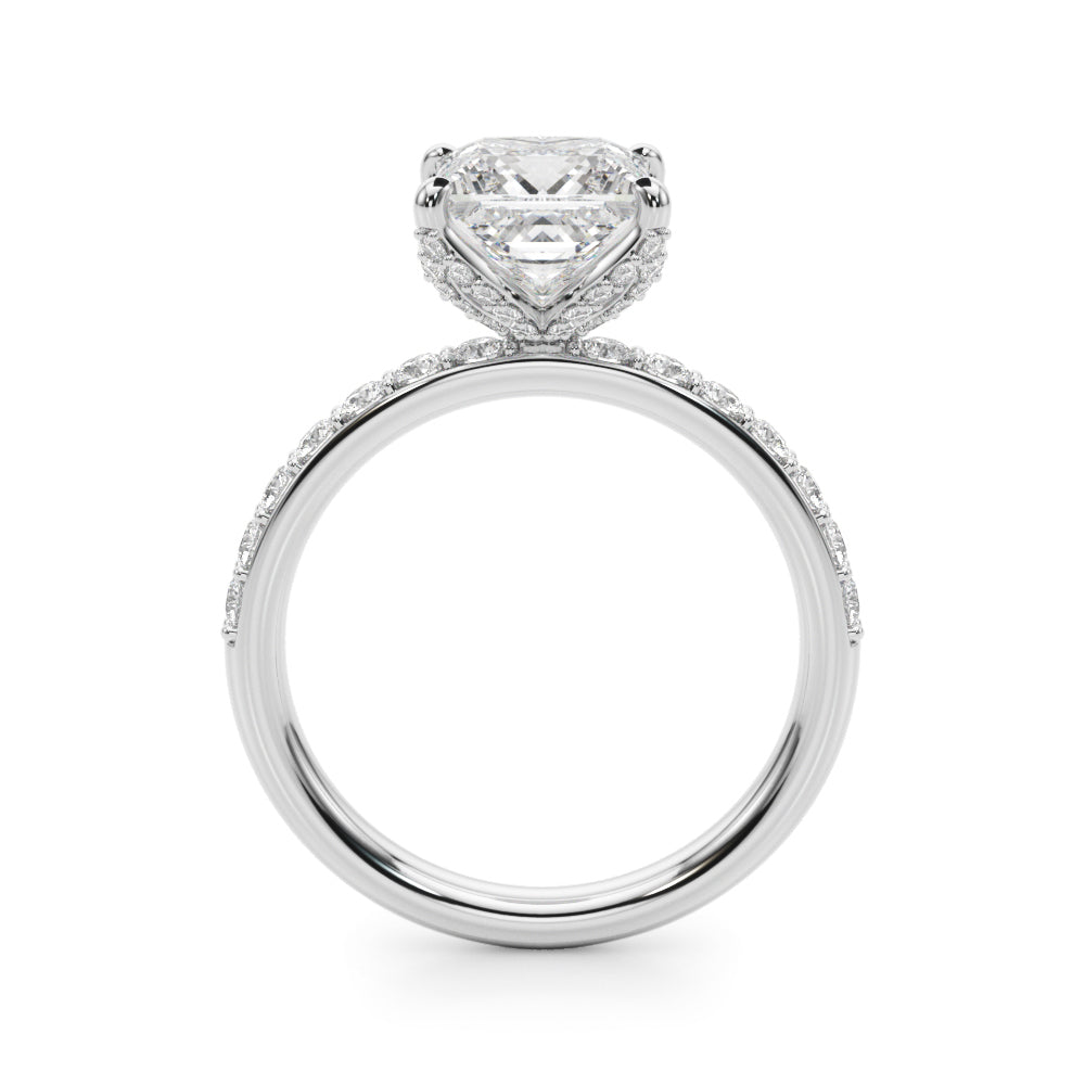 Classic Sidestone Princess Diamond Engagement Ring in 10K/14K gold and platinum with certified lab-grown or natural diamonds