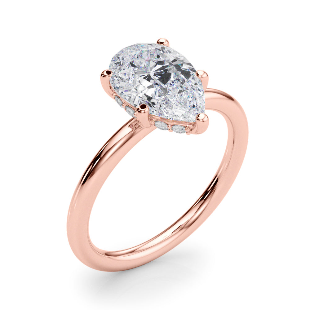 Iconic Sidestone Pear Diamond Engagement Ring â€” 10K/14K Gold & Platinum
