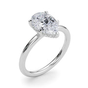 Iconic Sidestone Pear Diamond Engagement Ring â€” 10K/14K Gold & Platinum
