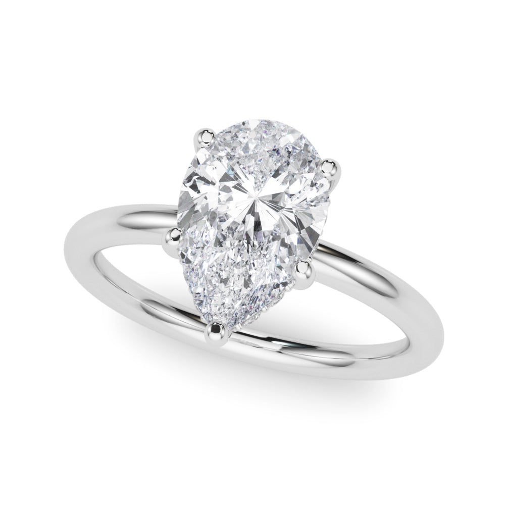 Iconic Sidestone Pear Diamond Engagement Ring â€” 10K/14K Gold & Platinum