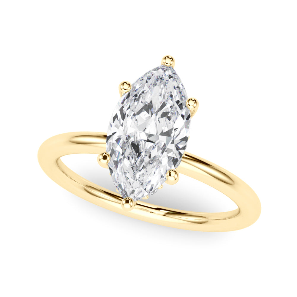 Artisan Sidestone Marquise Diamond Engagement Ring in 10K/14K gold and platinum with certified lab-grown or natural diamonds