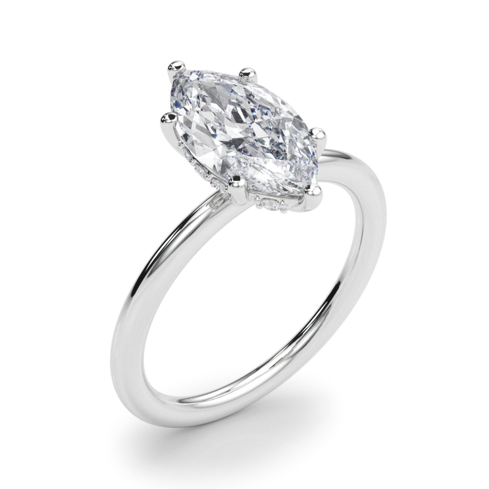 Artisan Sidestone Marquise Diamond Engagement Ring in 10K/14K gold and platinum with certified lab-grown or natural diamonds
