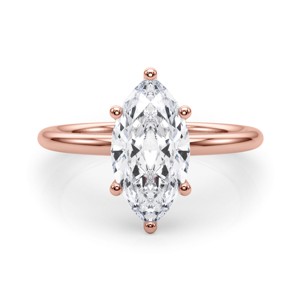 Artisan Sidestone Marquise Diamond Engagement Ring in 10K/14K gold and platinum with certified lab-grown or natural diamonds