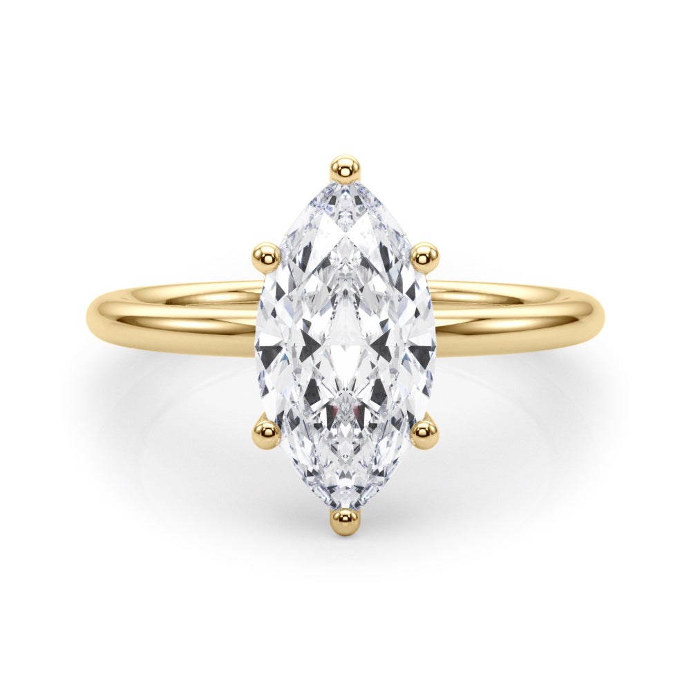 Artisan Sidestone Marquise Diamond Engagement Ring in 10K/14K gold and platinum with certified lab-grown or natural diamonds