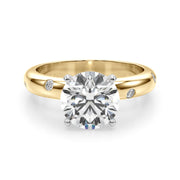 Lustrous Bands Straight Round Diamond Engagement Ring â€” 10K/14K Gold & Platinum
