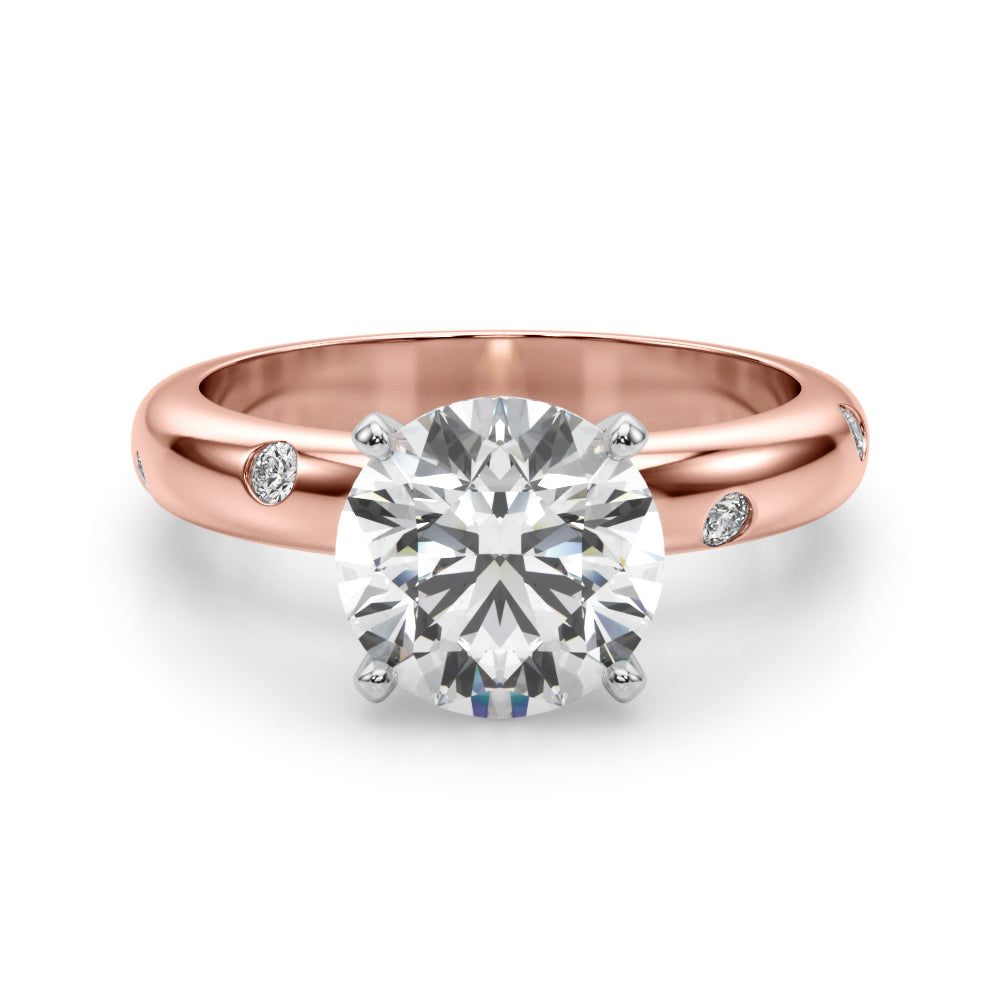 Lustrous Bands Straight Round Diamond Engagement Ring â€” 10K/14K Gold & Platinum