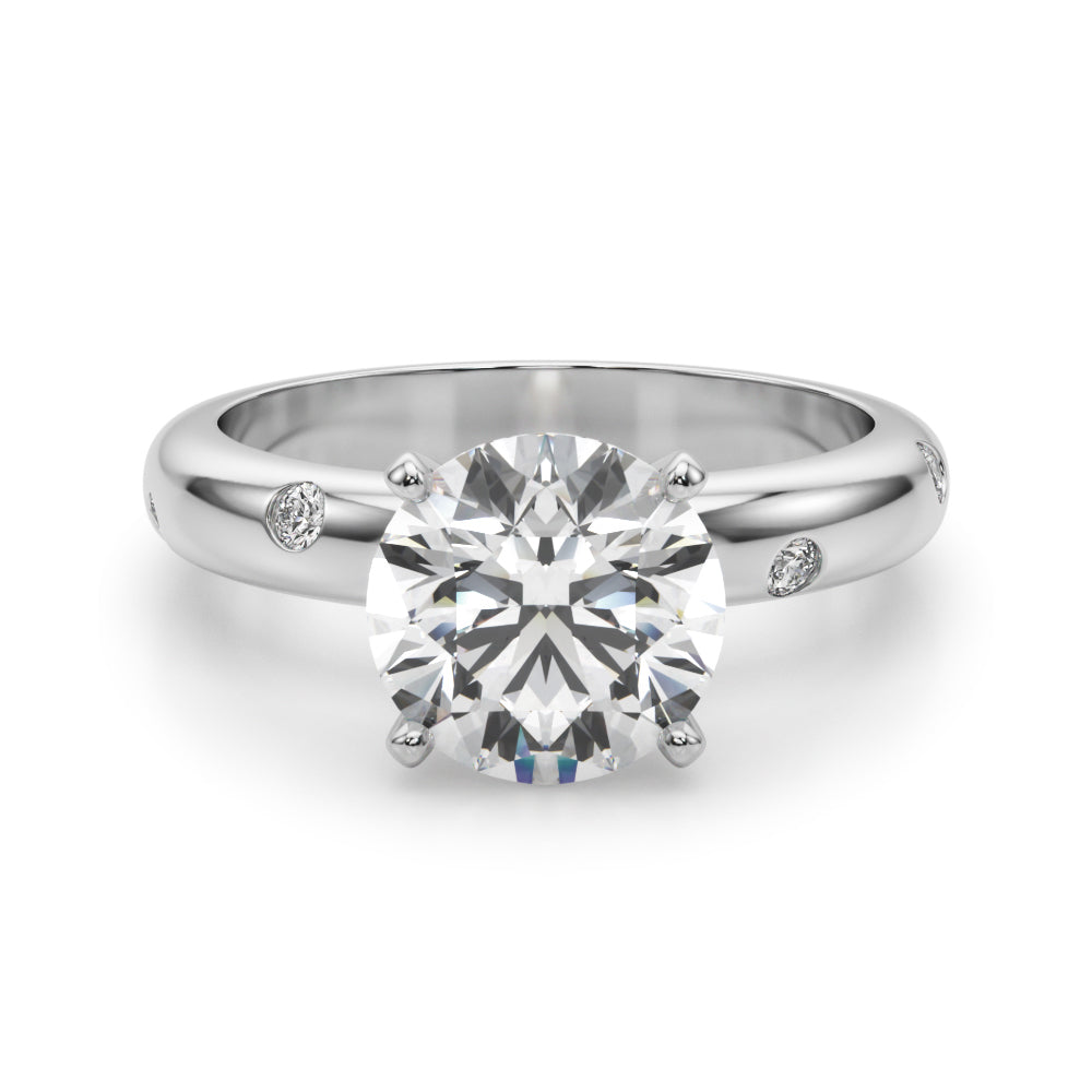 Lustrous Bands Straight Round Diamond Engagement Ring â€” 10K/14K Gold & Platinum