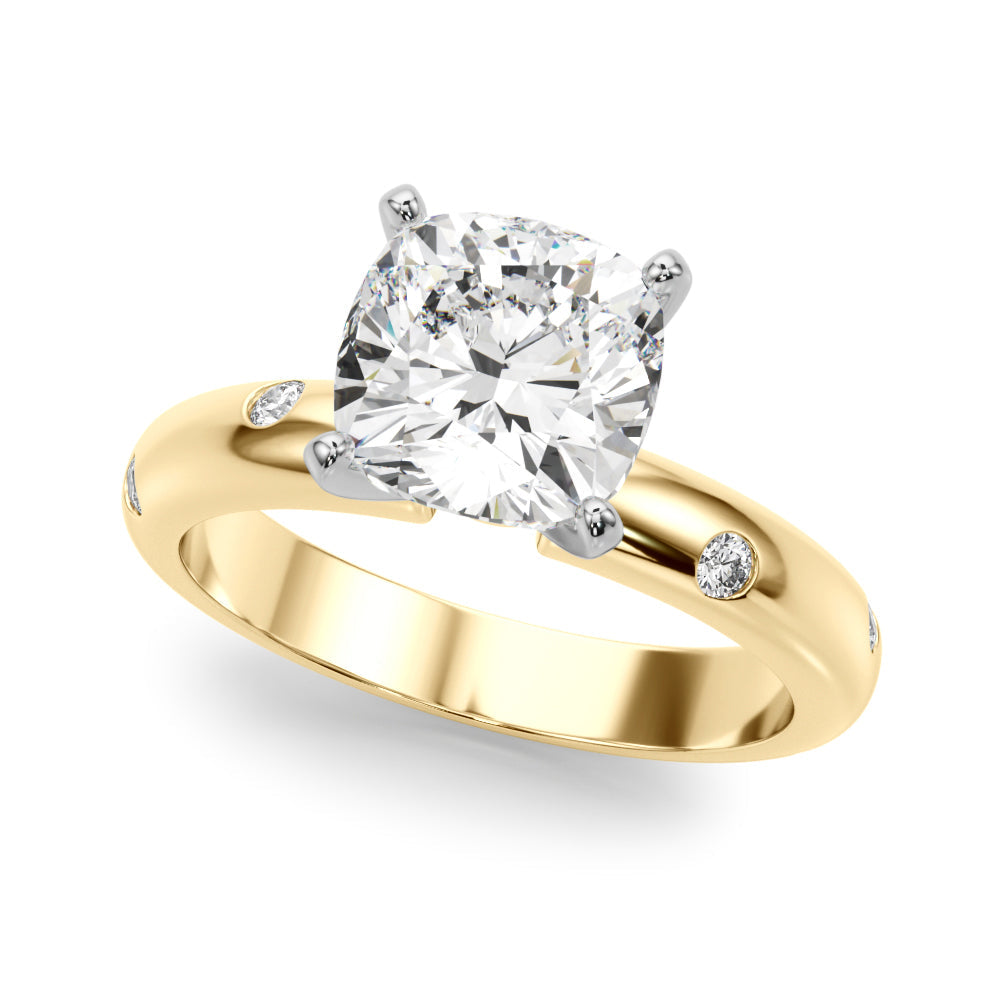 Lustrous Bands Straight Round Diamond Engagement Ring â€” 10K/14K Gold & Platinum