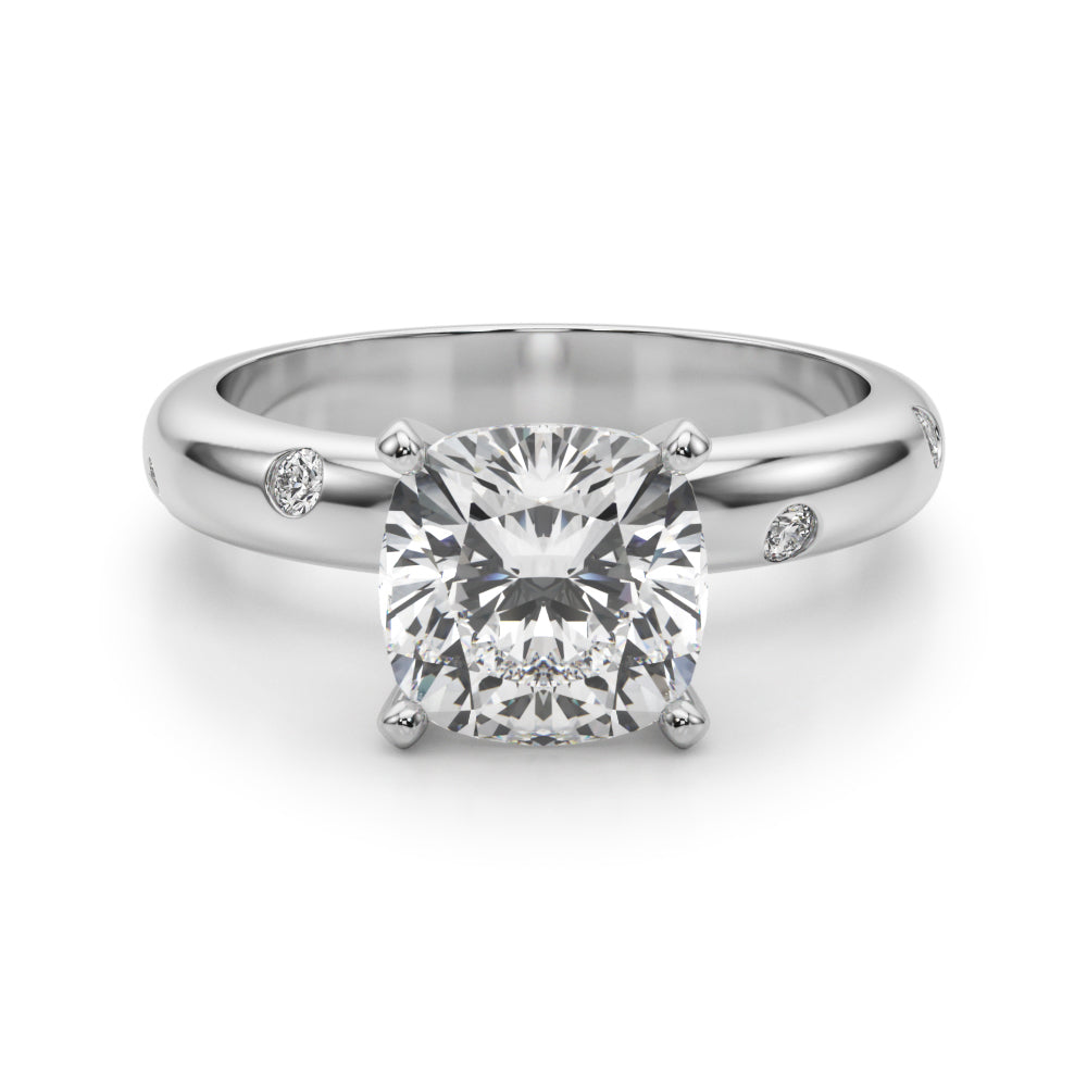 Lustrous Bands Straight Round Diamond Engagement Ring â€” 10K/14K Gold & Platinum