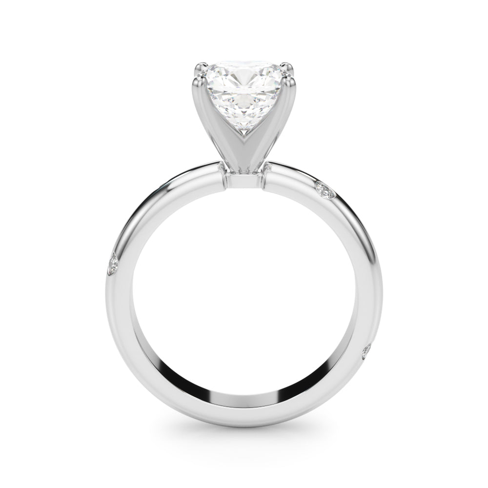 Lustrous Bands Straight Round Diamond Engagement Ring â€” 10K/14K Gold & Platinum
