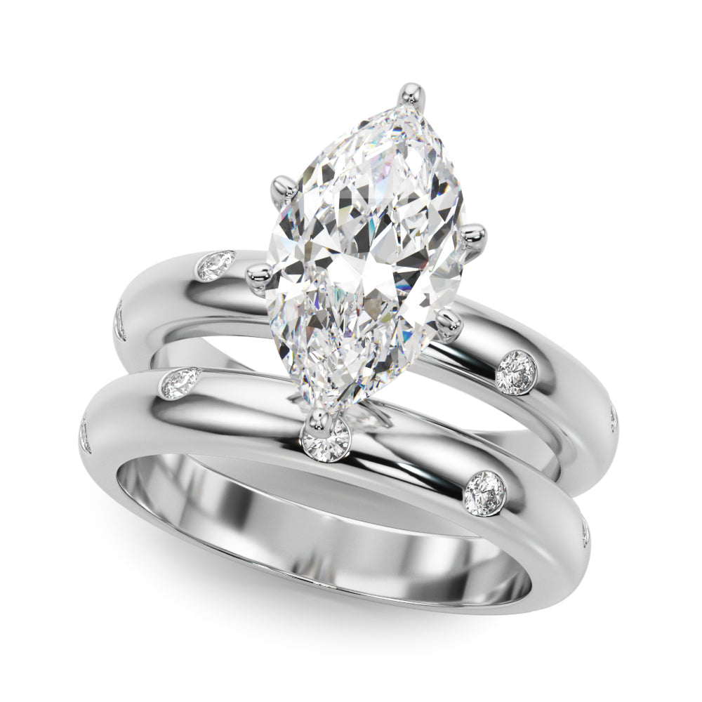 Lustrous Bands Straight Round Diamond Engagement Ring â€” 10K/14K Gold & Platinum