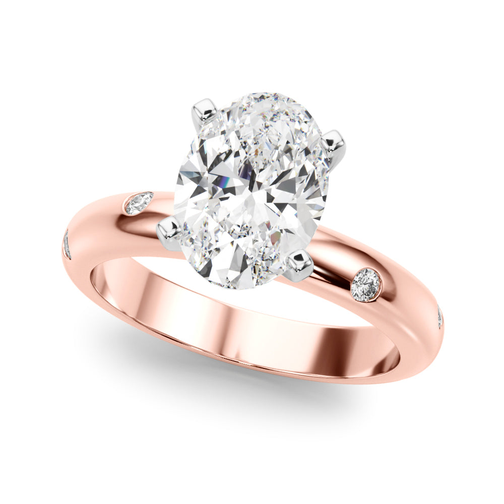 Lustrous Bands Straight Round Diamond Engagement Ring â€” 10K/14K Gold & Platinum