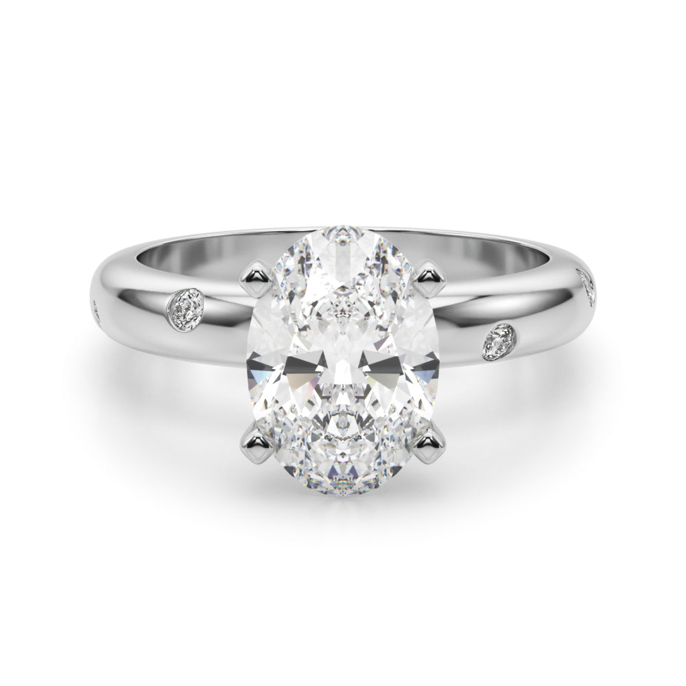 Lustrous Bands Straight Round Diamond Engagement Ring â€” 10K/14K Gold & Platinum